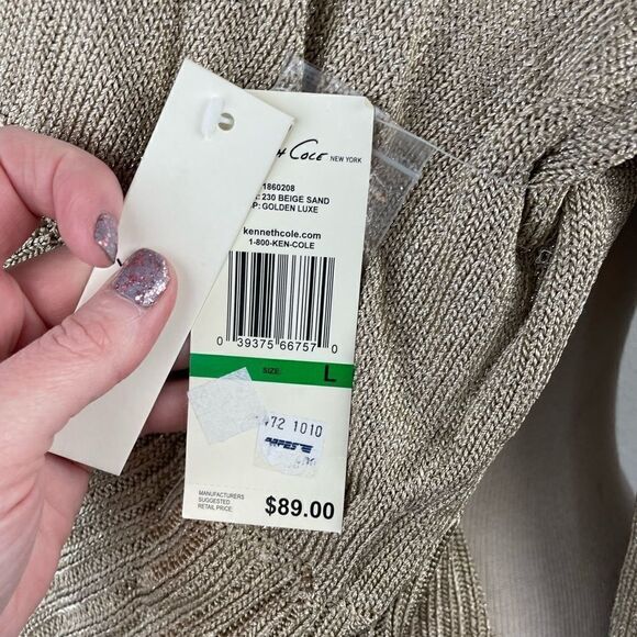 NWT Kenneth Cole Womens Gold Cardigan Sweater Size L - Picture 8 of 8